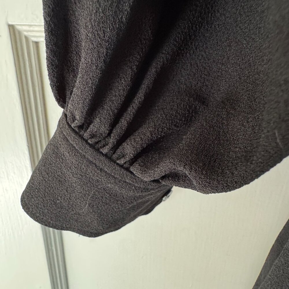 Ganni Black Mini Wrap Dress - Crepe, Sz M - Picture 3 of 7